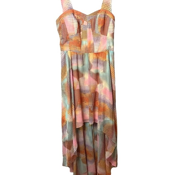 GUESS  Hi Low Chiffon Sweetheart Party Dress Pastels Demure SZ 12  EUC - Picture 2 of 11